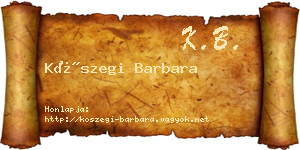 Kőszegi Barbara névjegykártya